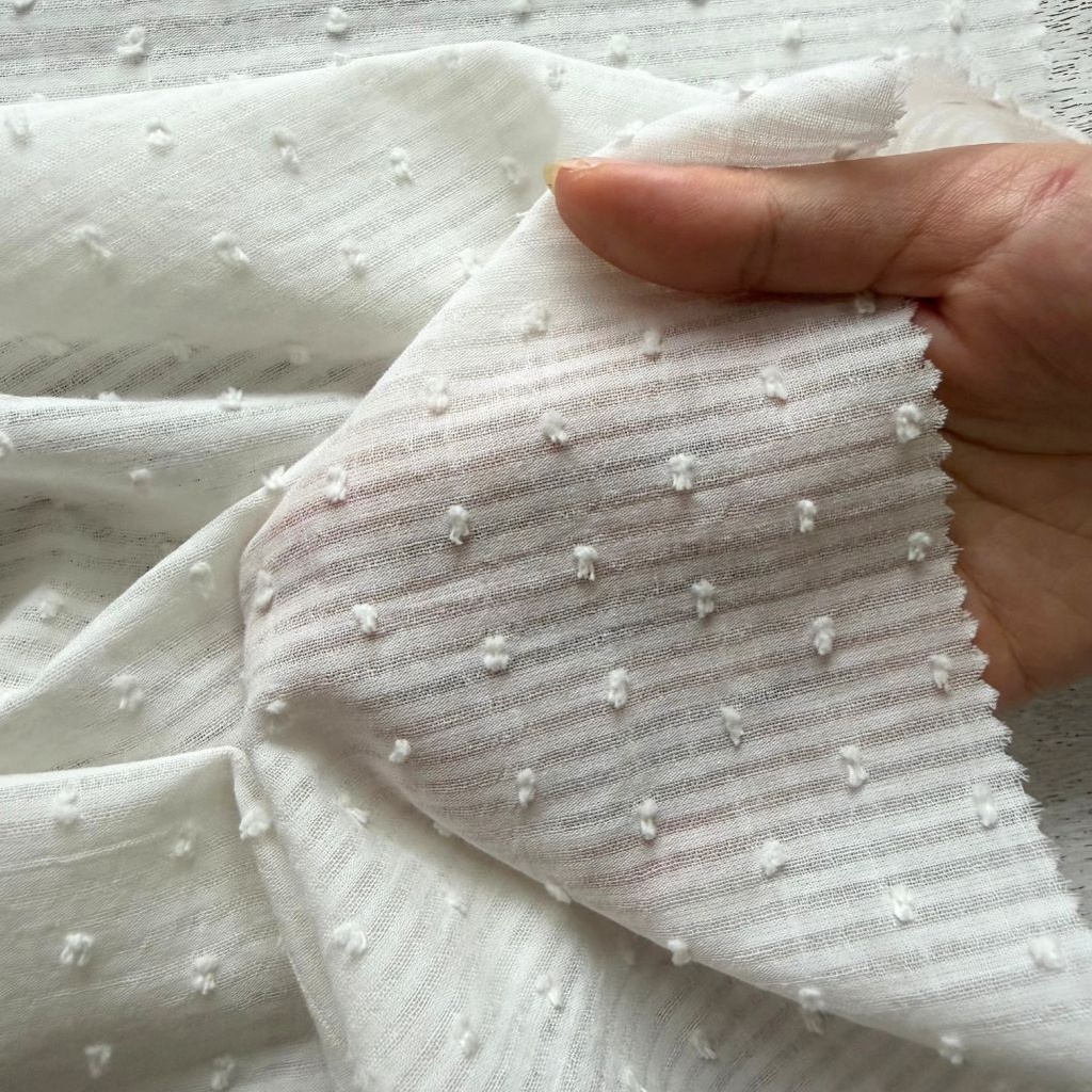 Cotton Swiss dot Kringkel Stripe Zea