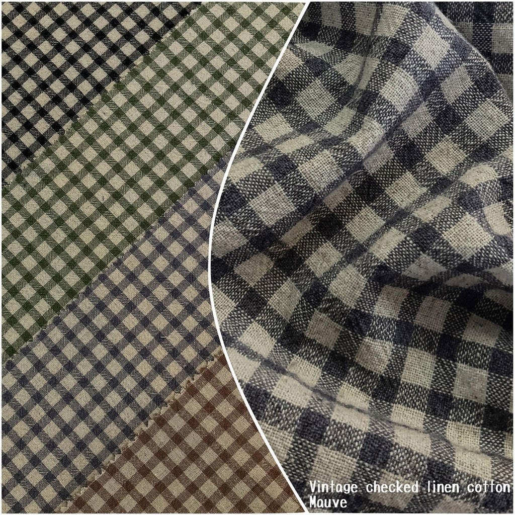 Vintage Checked Linen Cotton- 230928-T2602