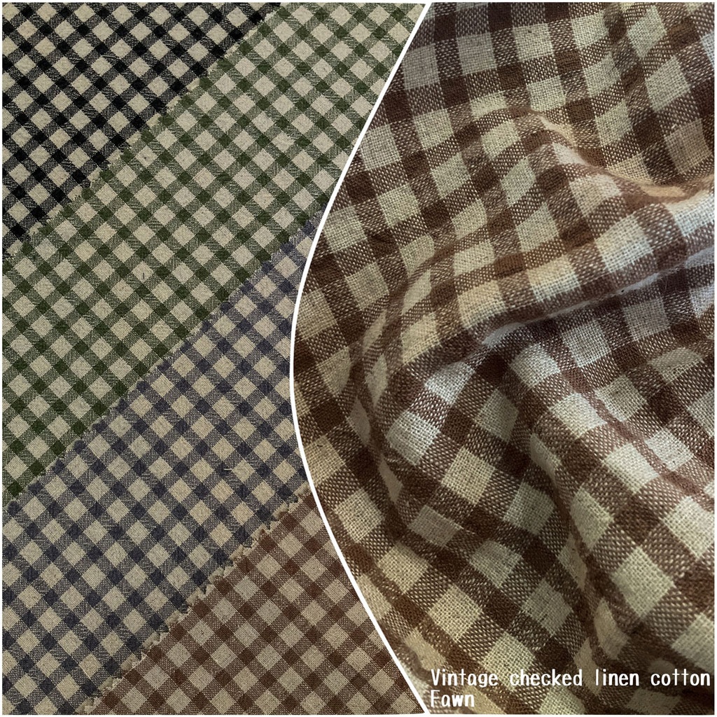 Vintage Checked Linen Cotton- 230928-T2602