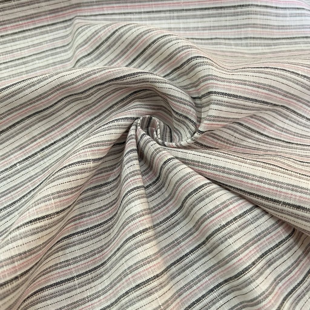 Linen Cotton Yarn Dyed Pink Vintage Stripe [YD#66]