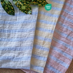 Pure Linen Crinkle Light Stripes [210510]